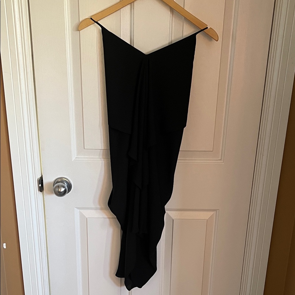 VENUS Elegant Black Asymmetrical Ruffle Dress NWOT